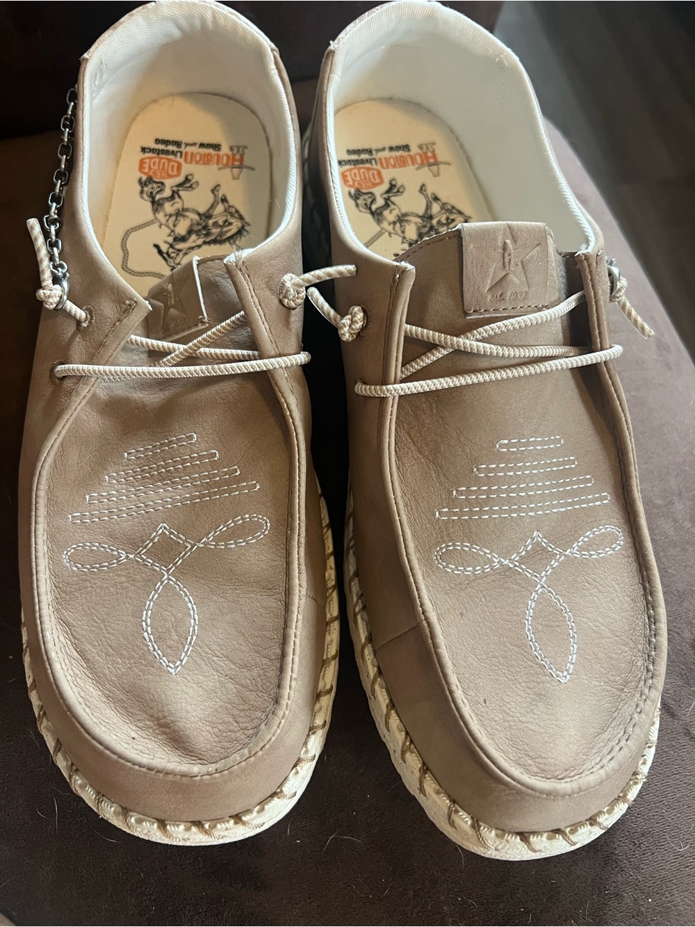 Hey Dude Women's Taupe Slip-On Clog with White Stitching